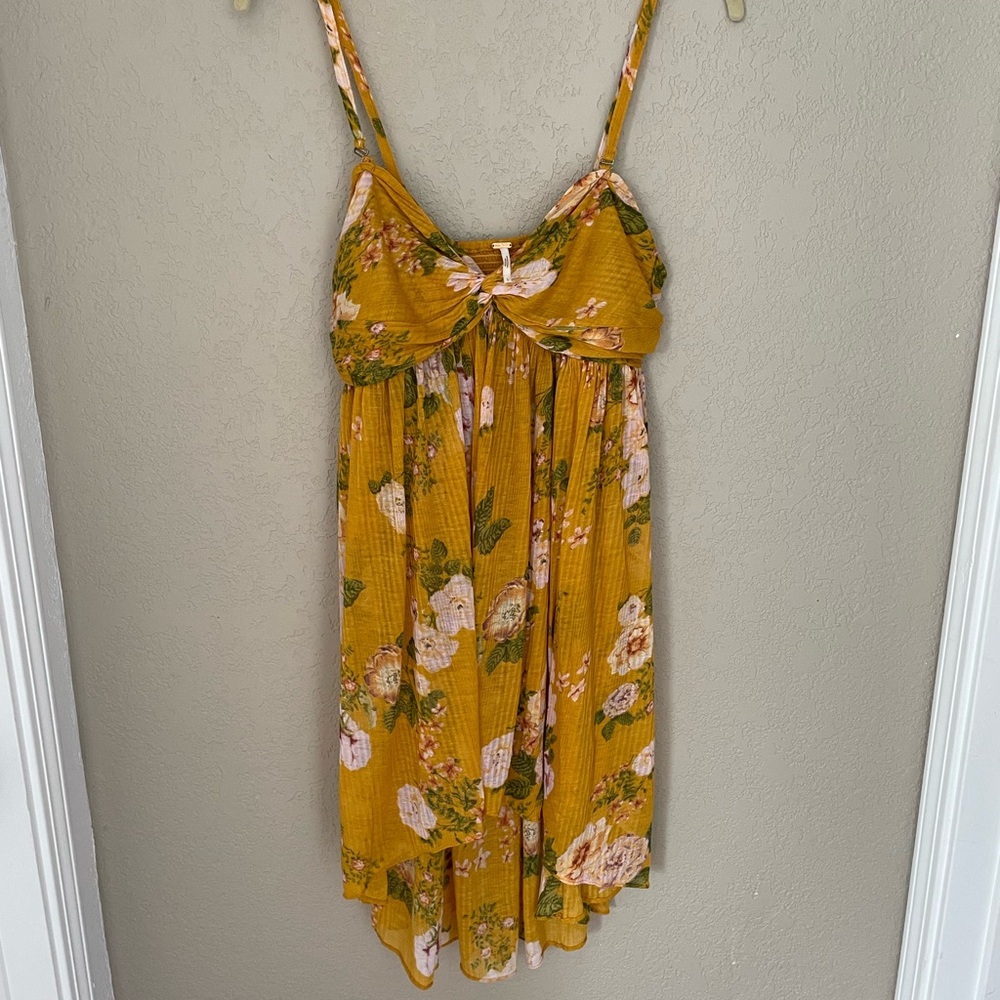 Free People Floral Mustard Yellow Sundress